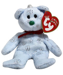 Ty Jingle Beanies - Flaky the Blue Bear With Silver Snowflakes