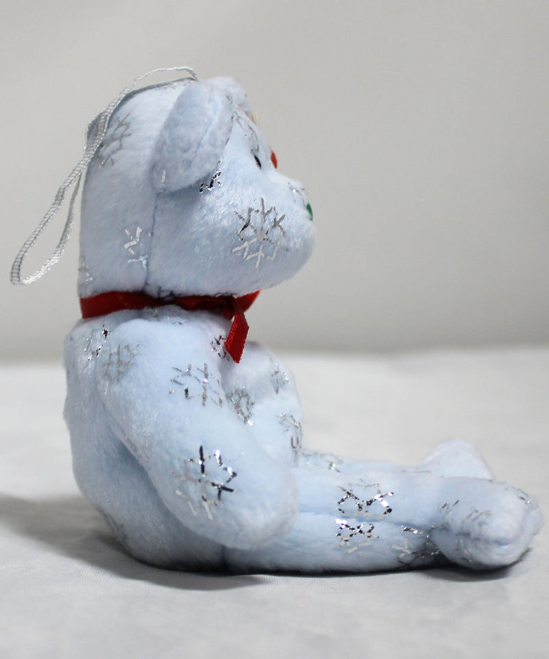 Ty Jingle Beanies - Flaky the Blue Bear With Silver Snowflakes