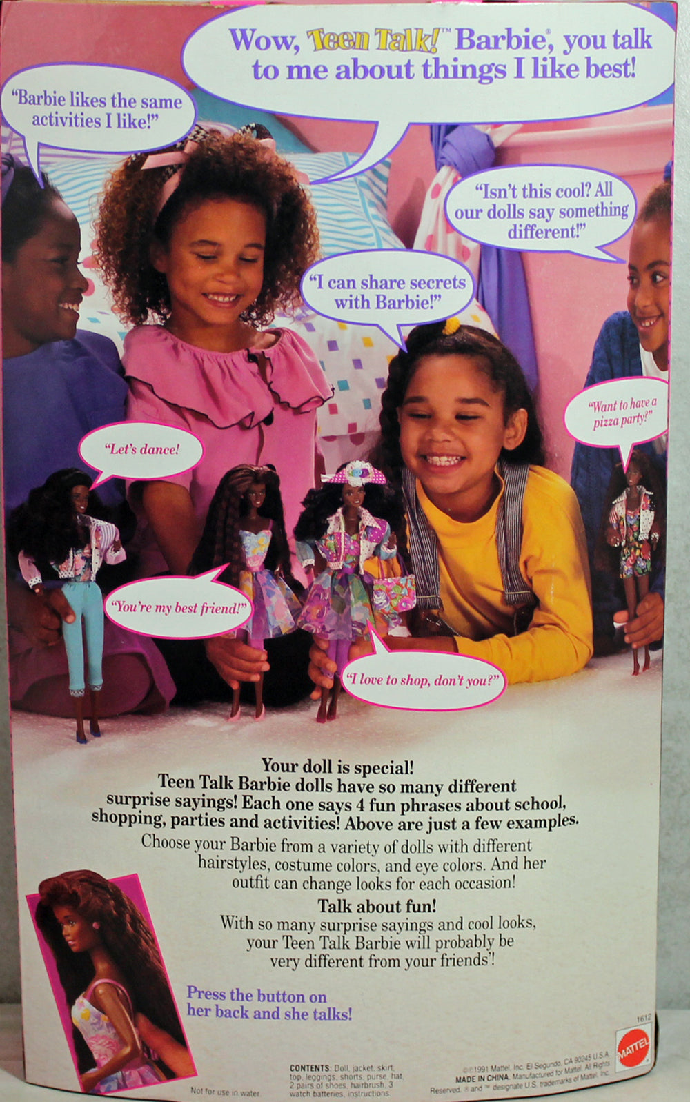 Vintage 1991 African American Teen Talk Barbie store NIB! #1612 Cottagecore Outfit