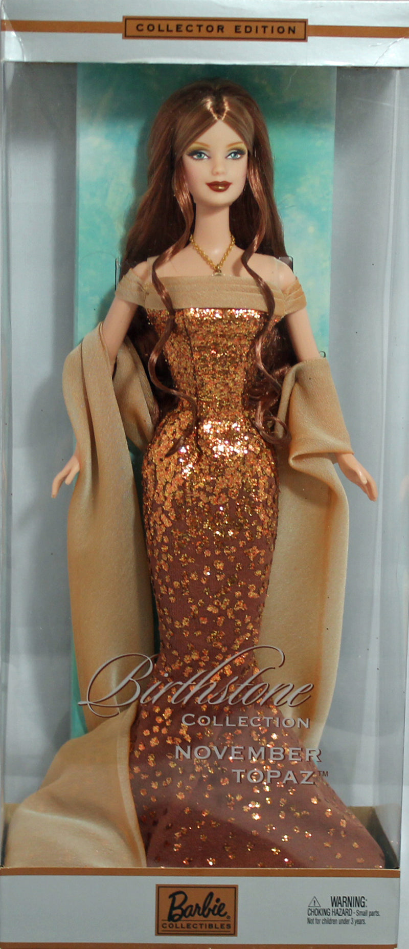 2002 November Topaz Birthstone Auburn Barbie (B2396)