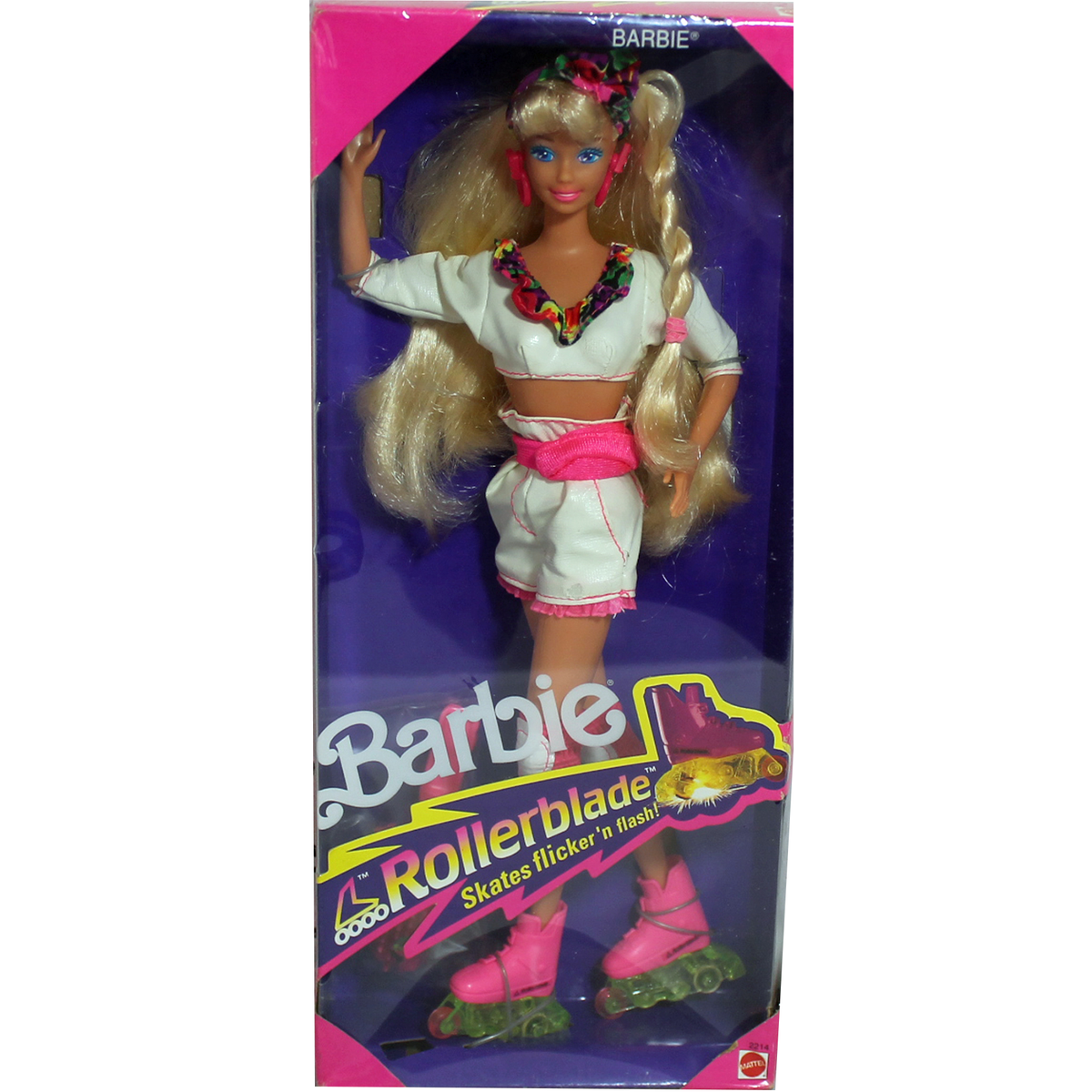 VINTAGE ROLLERBLADE BARBIE DOLL NRFB 1991 Mattel Item #2214 Flicker N order Flash NEW