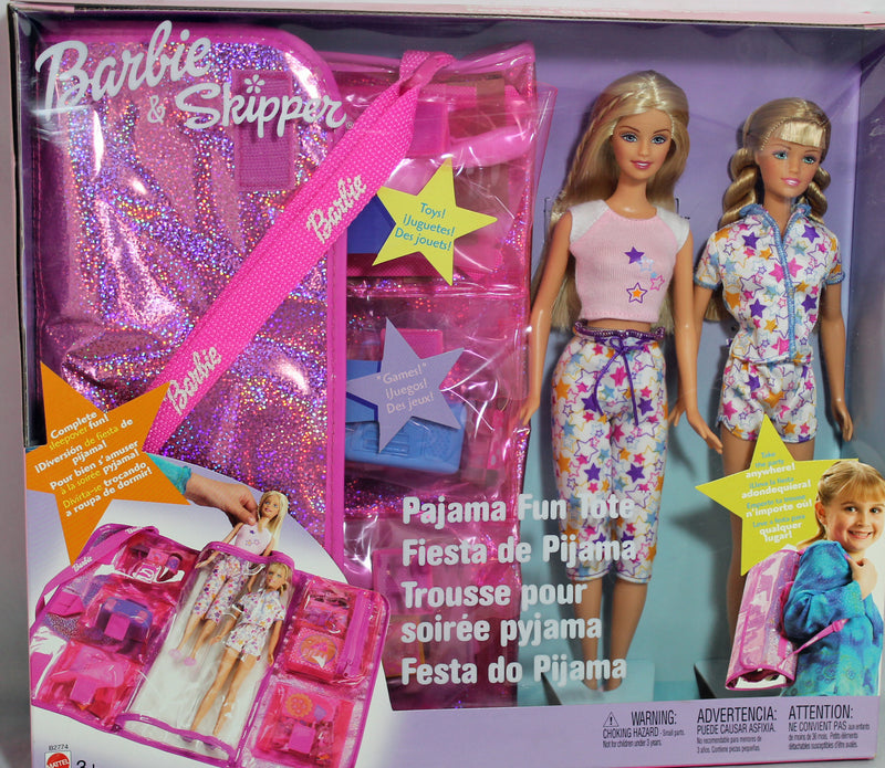 2003 Pajama Fun Tote Barbie & Skipper (B2774)