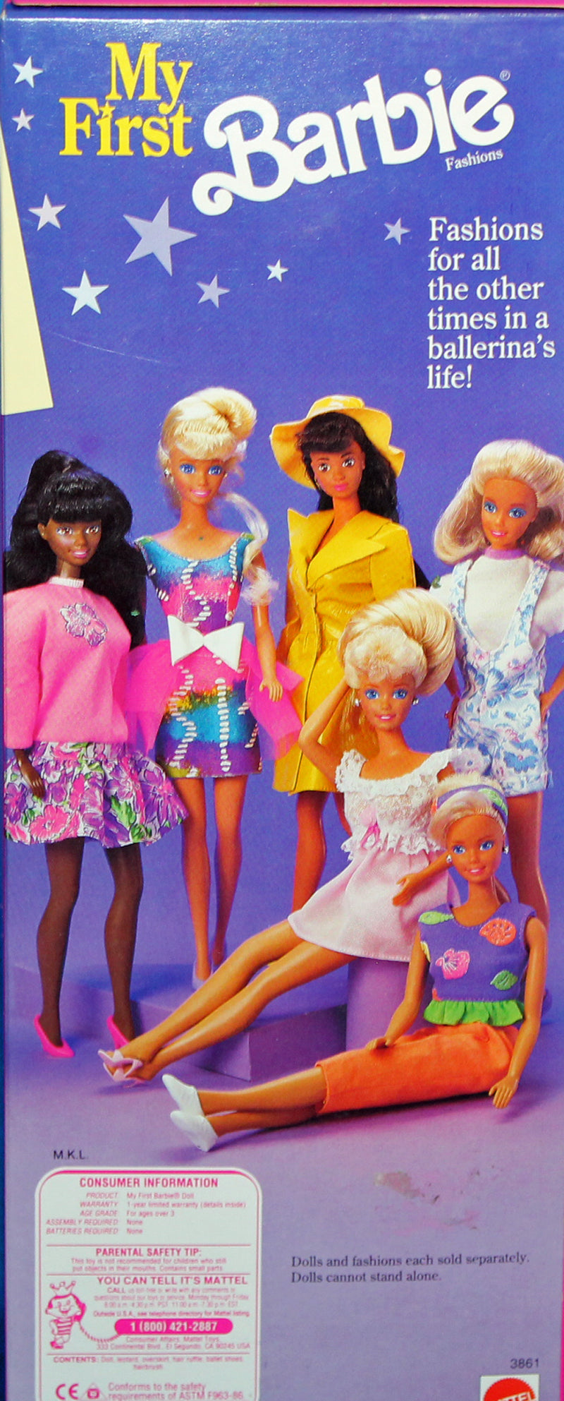 1991 My First Barbie Glittering Ballerina Barbie (3861) - African American