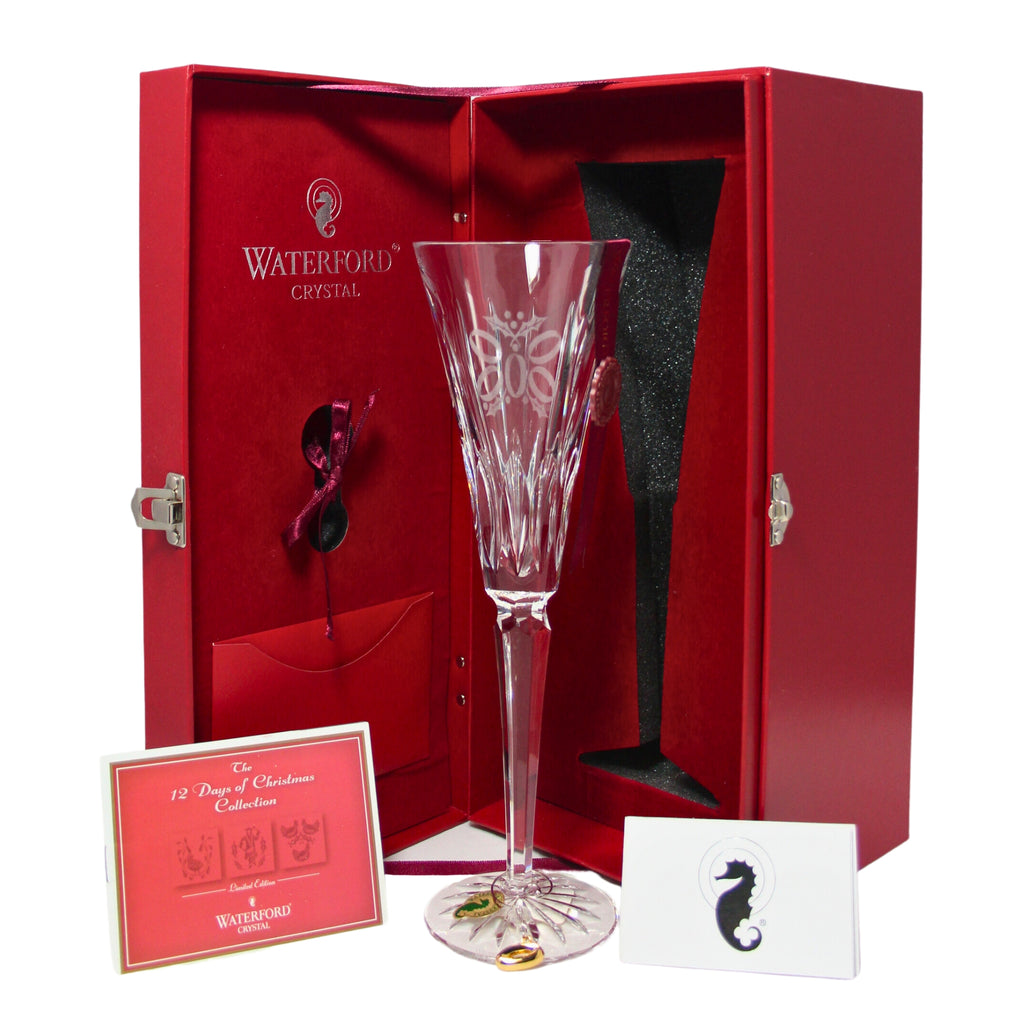 Waterford Crystal Champagne Flute: 5 Gold Rings, 2007 | 12 Days of Christmas