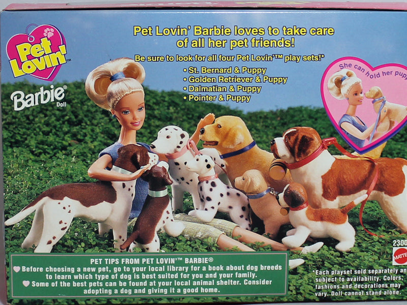 barbie with dogs and stroller 1998 Pet Lovin' w/ Puppy Barbie (23007)