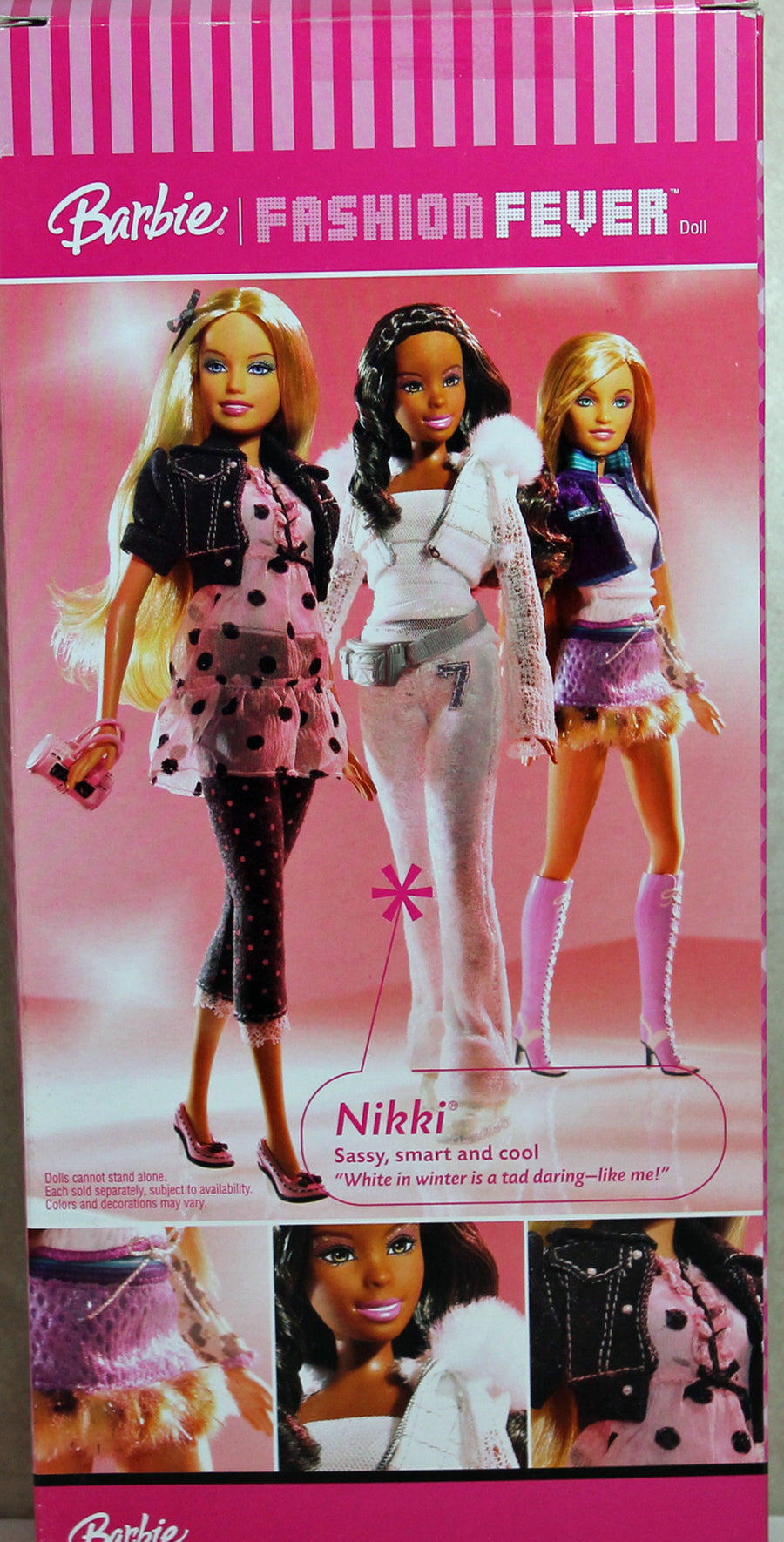 Barbie Doll 2007 Fashion outlet Fever AA Nikki L3327 white fur jacket & Hat