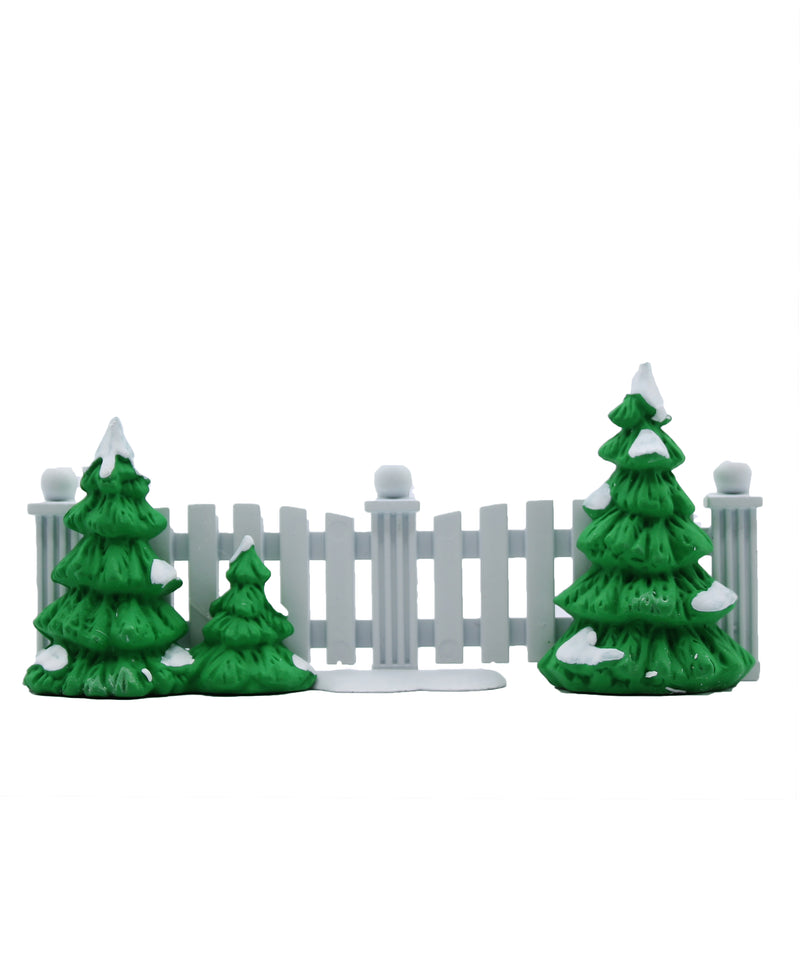 Department 56: 52078 Frosty Tree-Lined Picket Fence - Set of 2