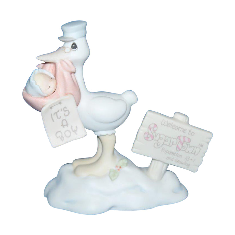 Precious Moments Figurine: 529788 Stork with Baby Sam | Sugar Town