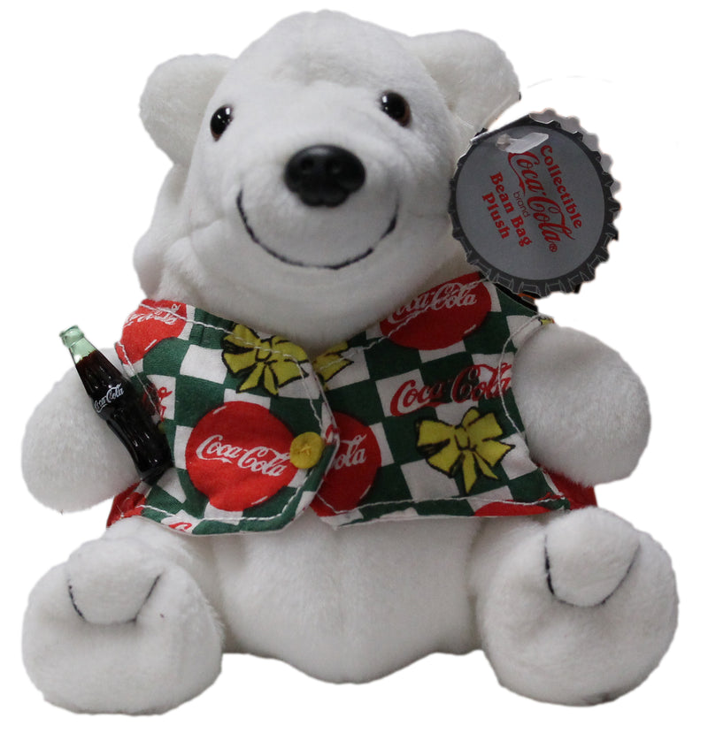 Coke Plush: Polar Bear in Cream & Green Checker Shirt