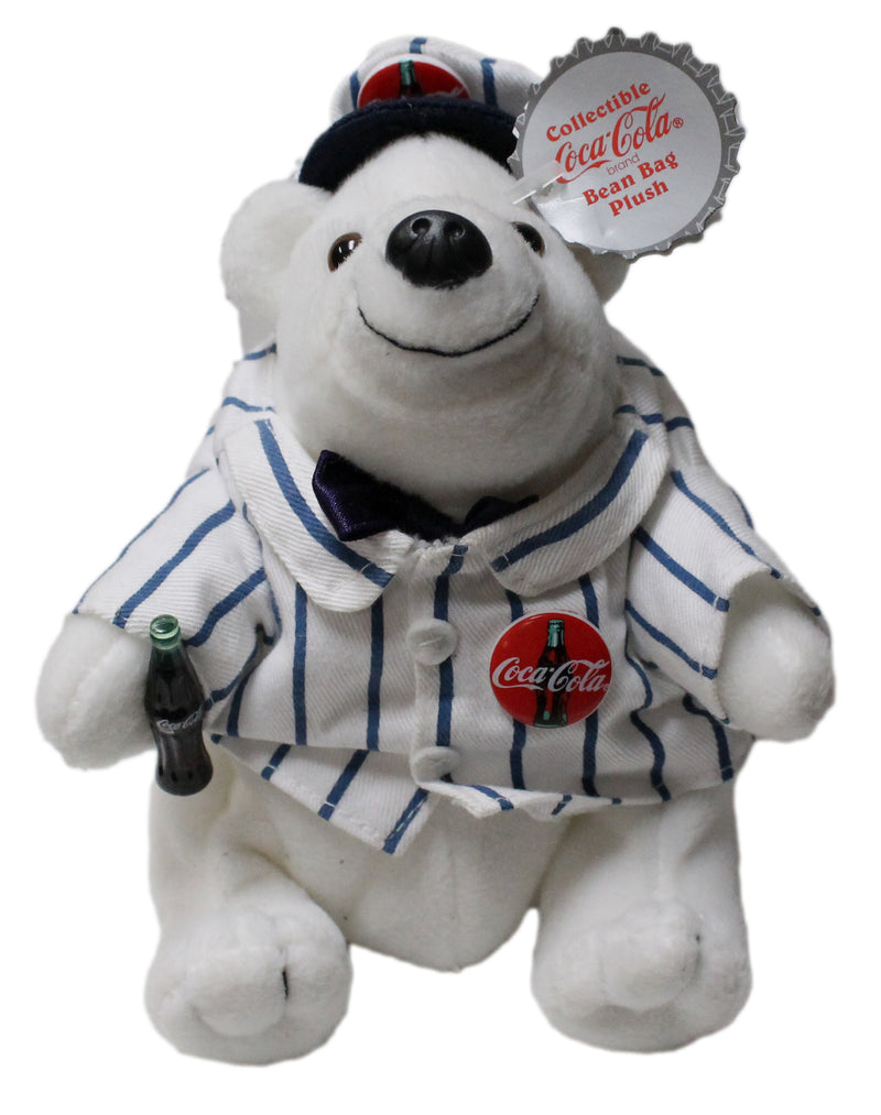Coke Plush: Polar Bear dressed in Blue Striped Delivery Suit