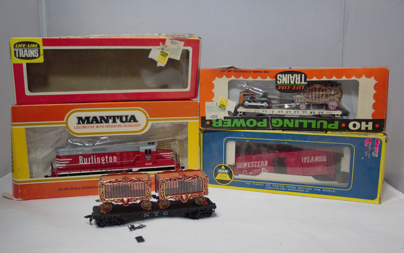 Lot of 5 Ho Scale Trains | Life-Like, Mantua, AHM | Amtrak, Burlingon, & More