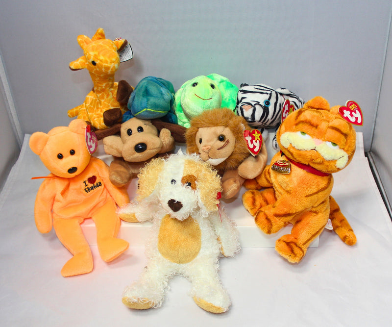 Lot of 9 Beanie Babies | Non-Mint Tags |Garfield, Dogs, Bears & More