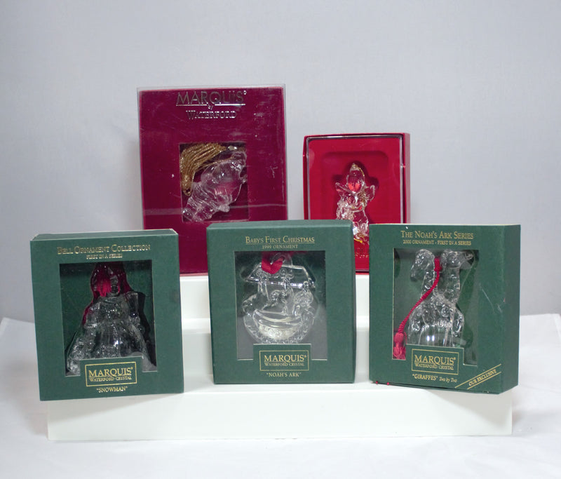Waterford Crystal Ornaments | Lot of 5 | Noah's Ark, Santa, Snowmen & More