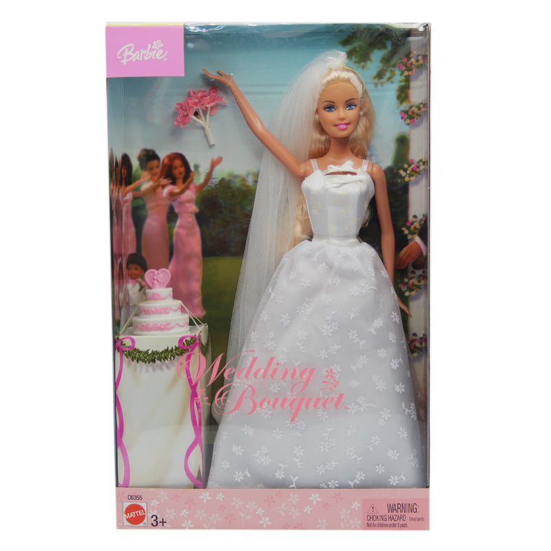 Barbie Bride Doll In White & Pink Dress With Veil & Bouquet
