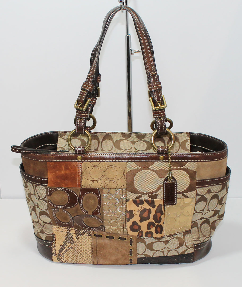 coach backpack patchwork Coach Purse: 11495 Brown Patchwork Shoulder Bag