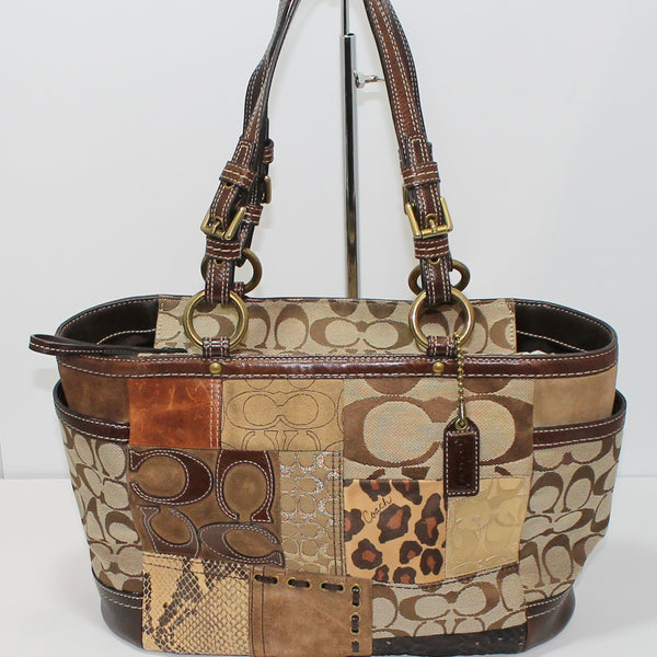 Coach Purse: 11495 Brown Patchwork Shoulder Bag
