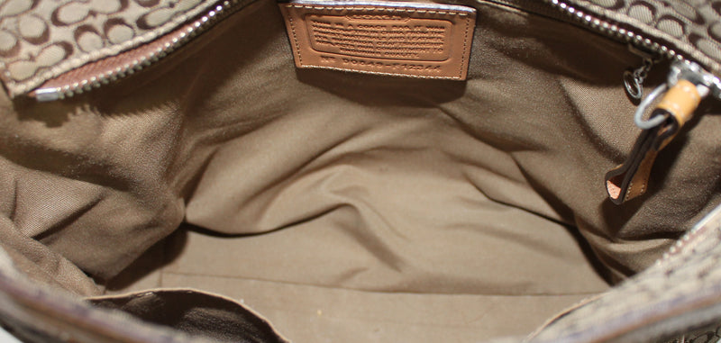 Coach Purse: F12344 Signature Brown Shoulder Bag