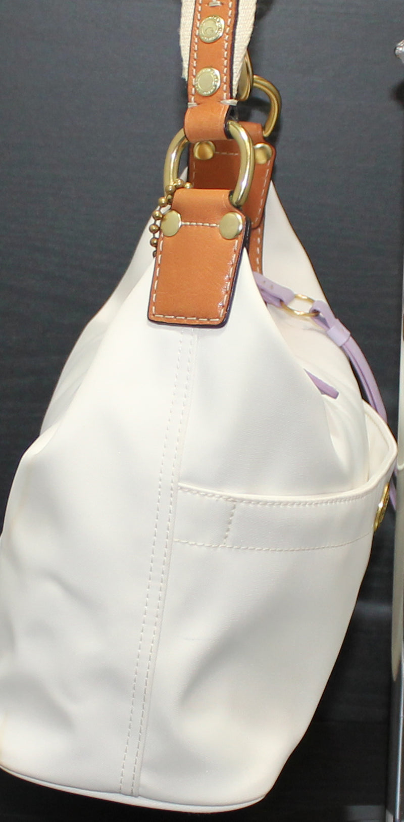 Coach Purse: F10798 White Canvas Shoulder Bag