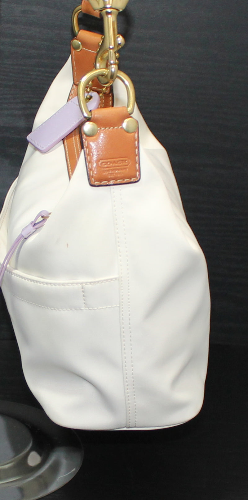 Coach Purse: F10798 White Canvas Shoulder Bag