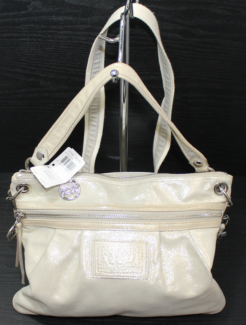 Coach Purse: 17048 Silver Platinum Poppy Shoulder Bag - New with Tags