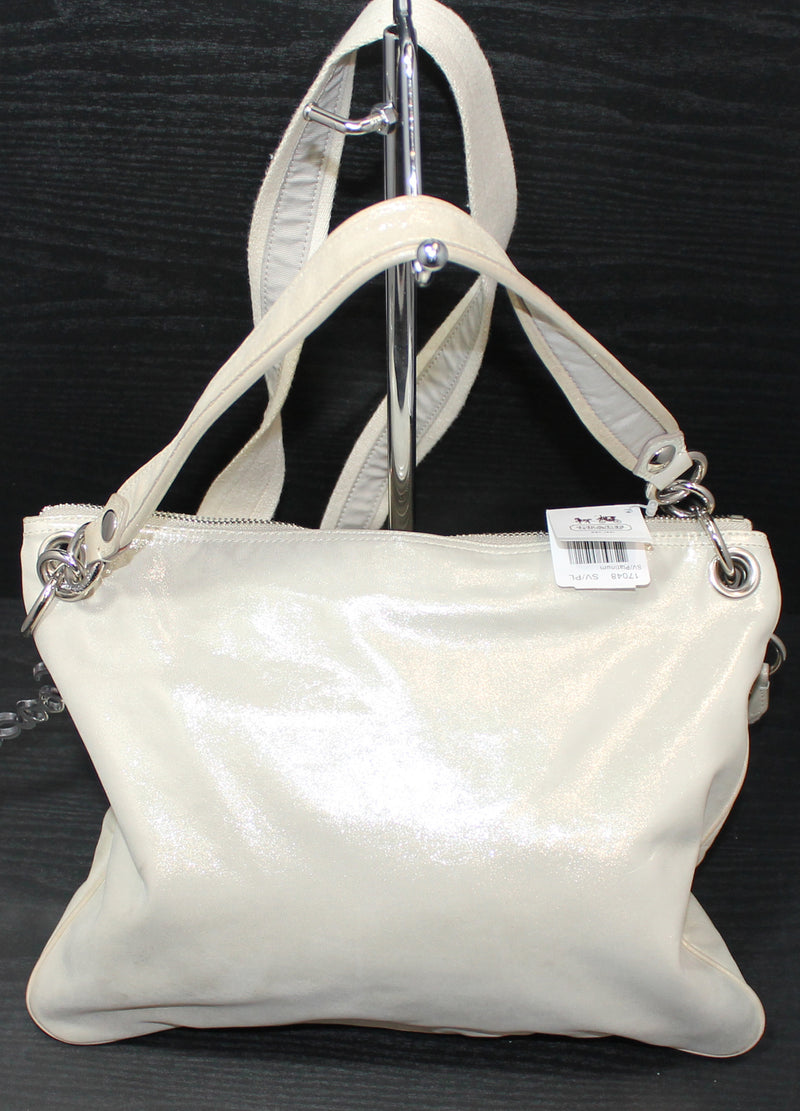 Coach Purse: 17048 Silver Platinum Poppy Shoulder Bag - New with Tags