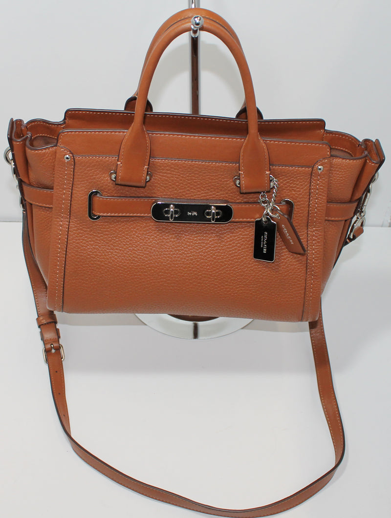 Coach Purse: 34816 Brown Swagger Leather Satchel