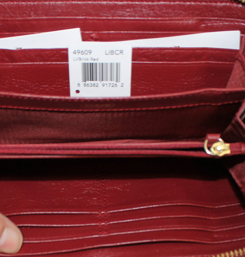 Coach Wallet: F49609 Red Madison Gathered Twist Wallet