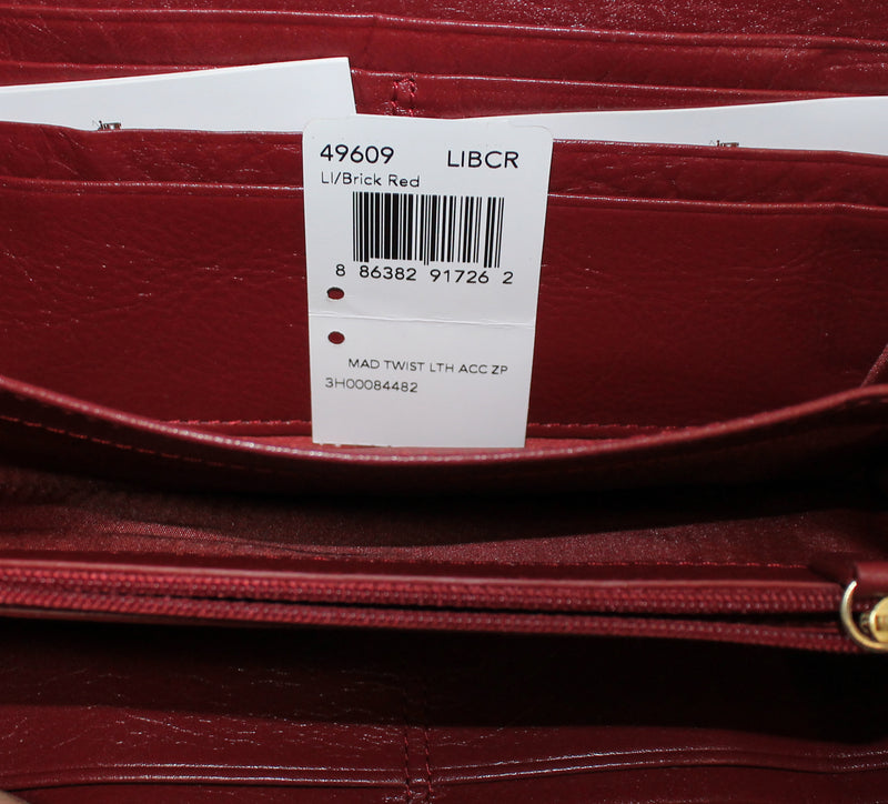 Coach Wallet: F49609 Red Madison Gathered Twist Wallet