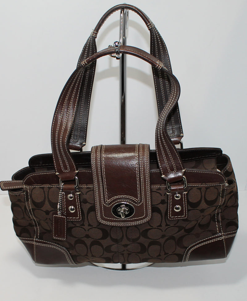COACH 11431 Signature Brown Jacquard Hobo Shoulder Bag Handbag Purse 'MINT'  | eBay