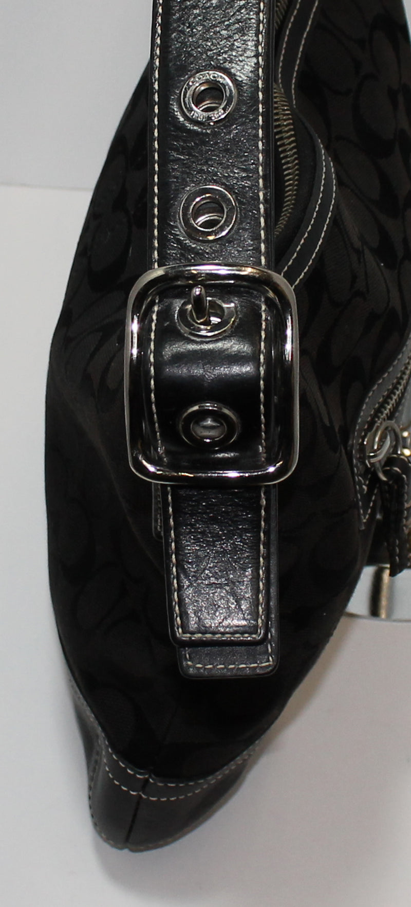 Coach Purse: 6366 Black Leather Signature Shoulder Bag