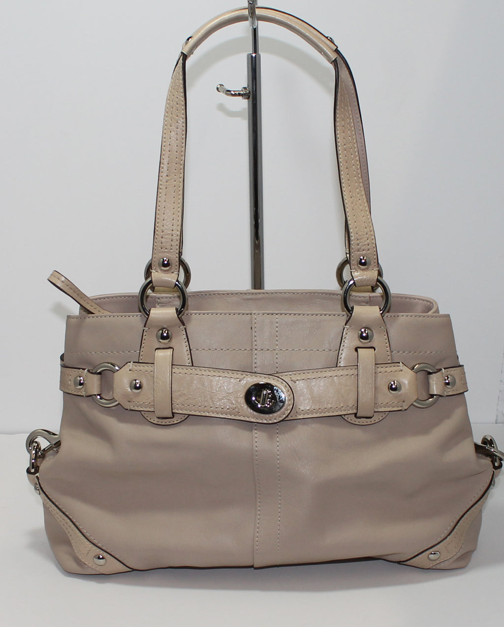 Coach Purse: 13236 Beige Carly Leather Shoulder Bag