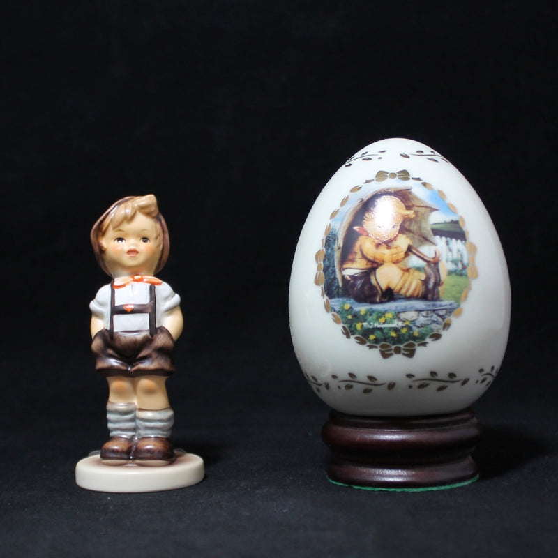 M.J. Hummel Figurine In Box For Keeps and Danbury Mint Favorite Pet Egg 630