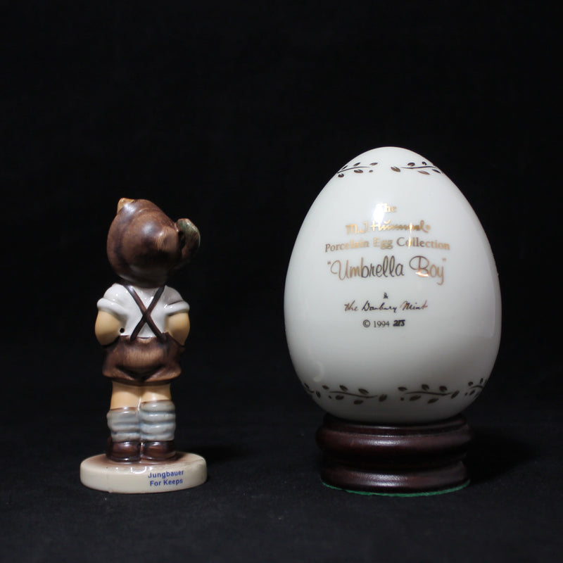 M.J. Hummel Figurine In Box For Keeps and Danbury Mint Favorite Pet Egg 630