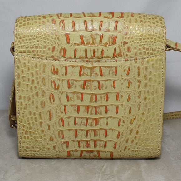 Dooney & Bourke Purse: Orange Canvas Leather Croc Flap Crossbody Bag