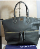 Dooney & Bourke Purse: Leather Dillen Grey Large Pocket Satchel with Dust Cover Bag