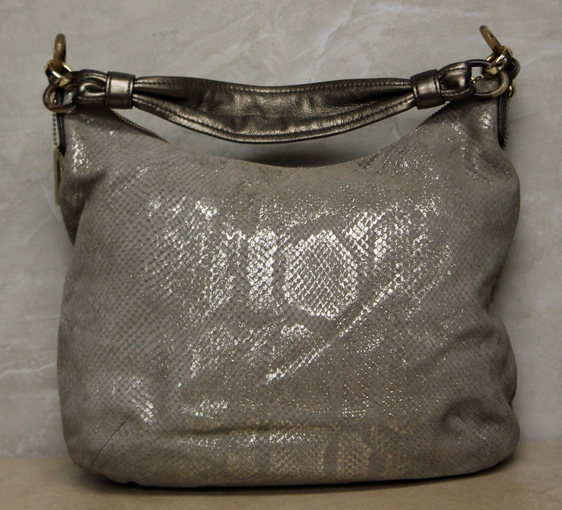 Coach Purse: 18306 Silver Hobo Bag