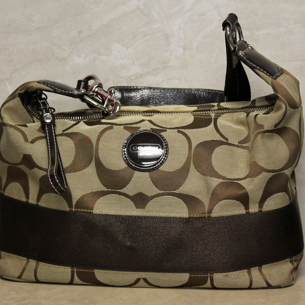 Coach Purse: 17434 Signature Stripe Hobo Bag