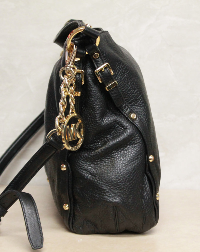 Michael Kors Purse: 34940 Astor Black Studded Leather Hobo Bag