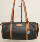 Dooney & Bourke Purse: Brown Leather Barrel Bag with Keychain