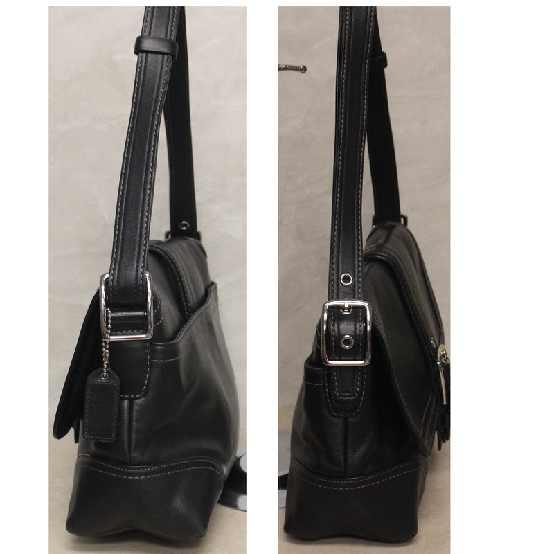 Coach Purse: 11196 Black Hampton Leather Shoulder Bag