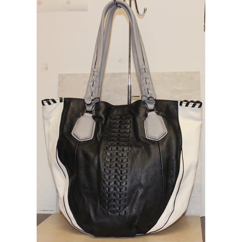 Oryany Purse: Black/White Lyssie Leather Shoulder Bag