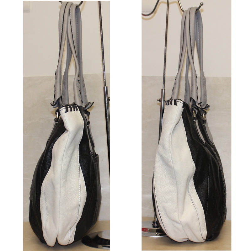 Oryany Purse: Black/White Lyssie Leather Shoulder Bag