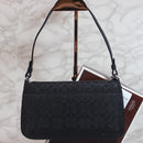 Coach Purse: Black Signature Monogram Shoulder Bag