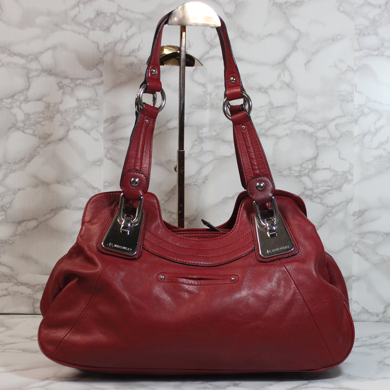 B Makowsky Purse: Red Leather Shoulder Bag