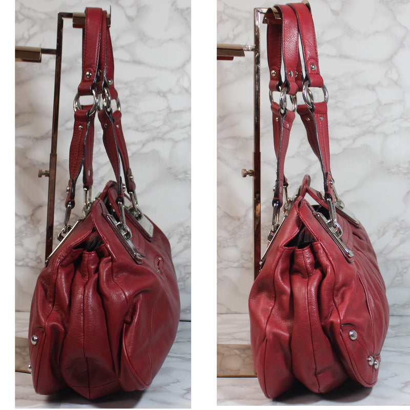 B Makowsky Purse: Red Leather Shoulder Bag