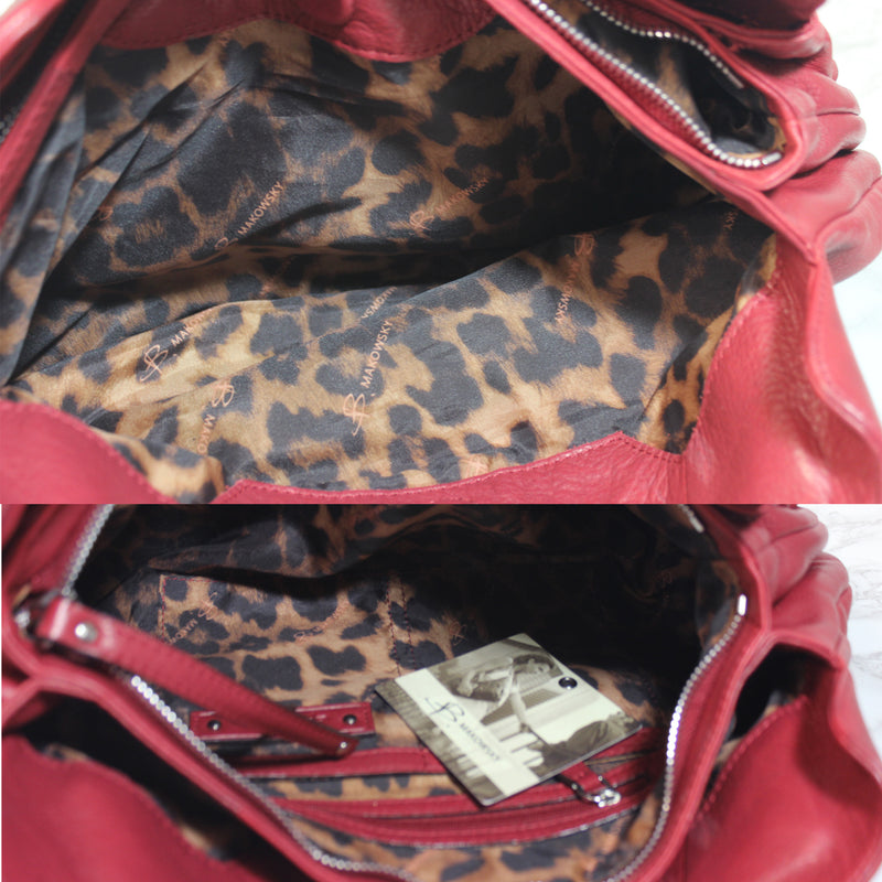 B Makowsky Purse: Red Leather Shoulder Bag