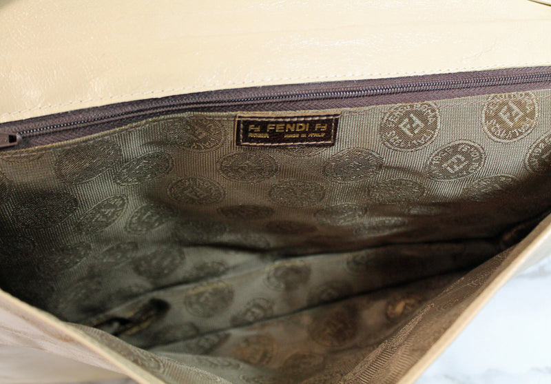 Fendi Purse: Tan Woven Leather Satchel