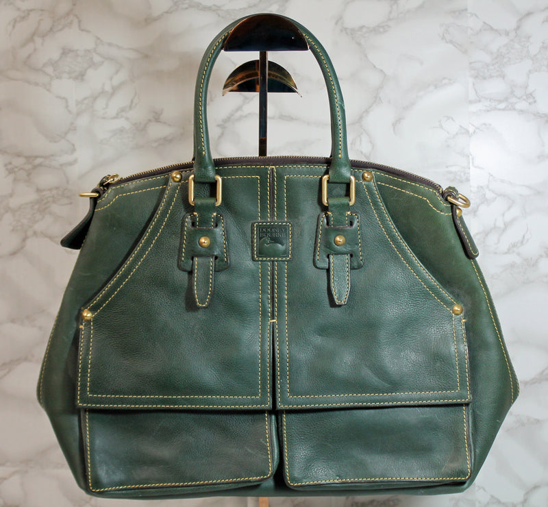 Dooney & Bourke Purse: Green Leather Clayton Satchel