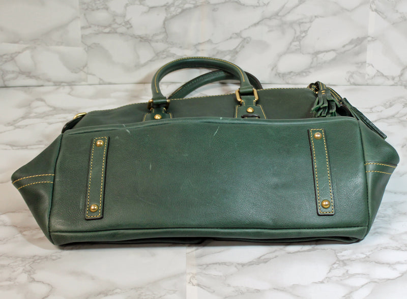 Dooney & Bourke Purse: Green Leather Clayton Satchel