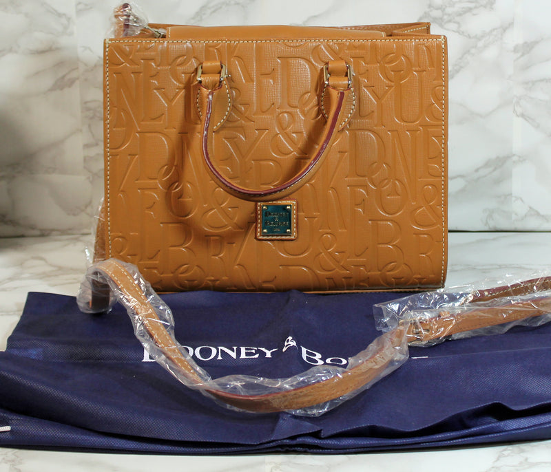 Dooney & Bourke Purse: Brown Embossed Logo Shoulder Bag